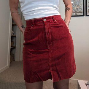 Vintage cherry red corduroy mini skirt
